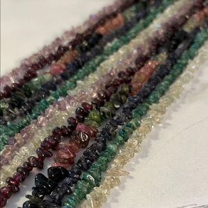 Colorful Long Gemstone Chip Beaded Necklaces